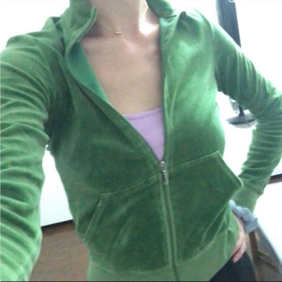 Juicy Couture vintage green velour y2k zip-up sweater - Picture 5 of 7